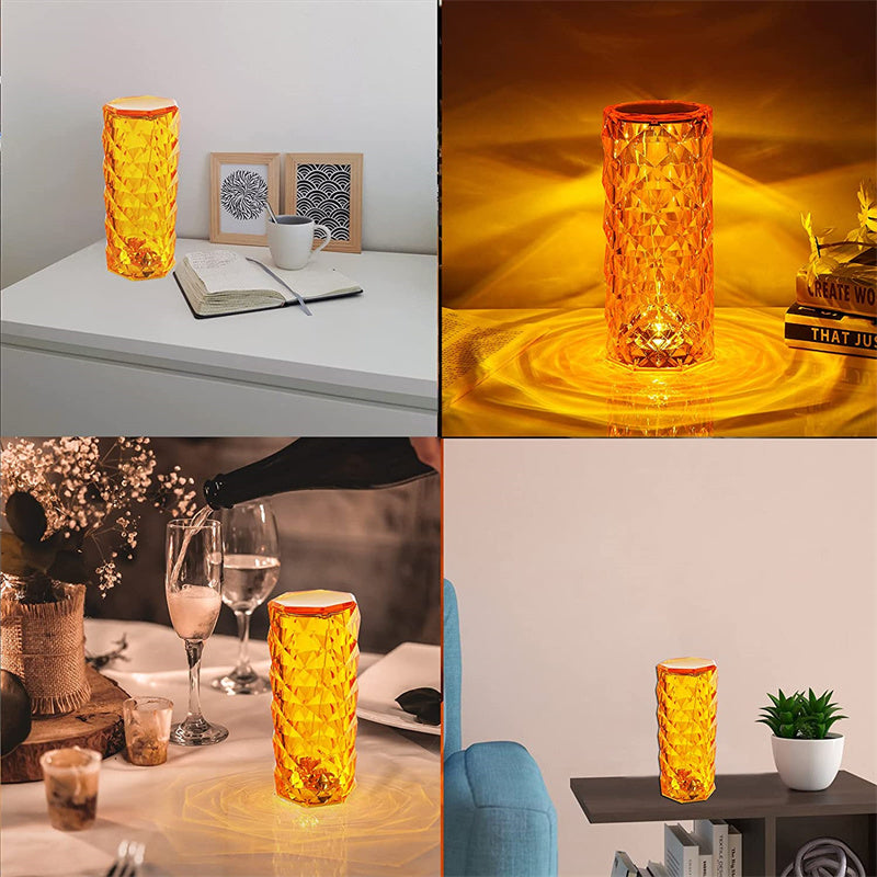 16 Colors Diamond Rose Crystal Rechargeable  Lamp