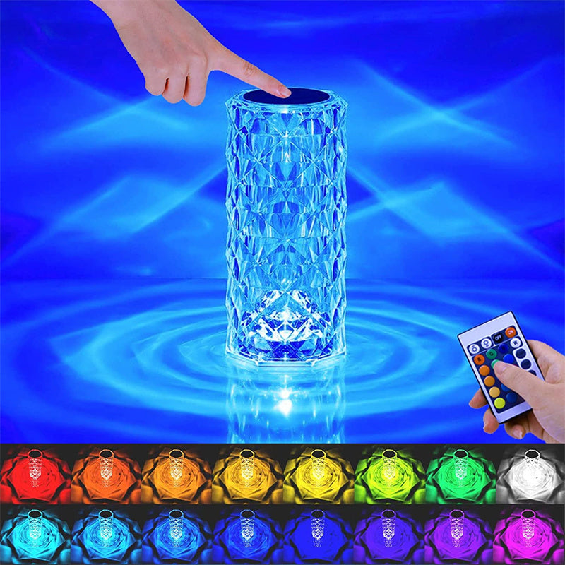 16 Colors Diamond Rose Crystal Rechargeable  Lamp