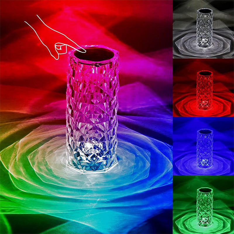 16 Colors Diamond Rose Crystal Rechargeable  Lamp